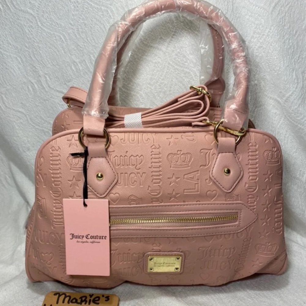 Juicy Couture Womans hand bag purse satchel crossbody blush Deboss BNWT